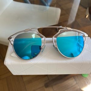 DIOR so real sunglasses in blue and silver tone